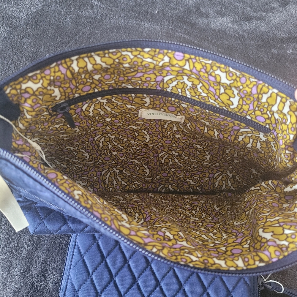 Indigo Blue Vera Bradley Quilted Navy Crossbody Bag and Wallet - Picture 2 of 4